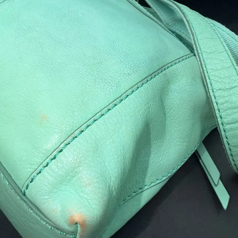 Fossil Mint Green Leather Crossbody Shoulder Bag Vintage Organizer